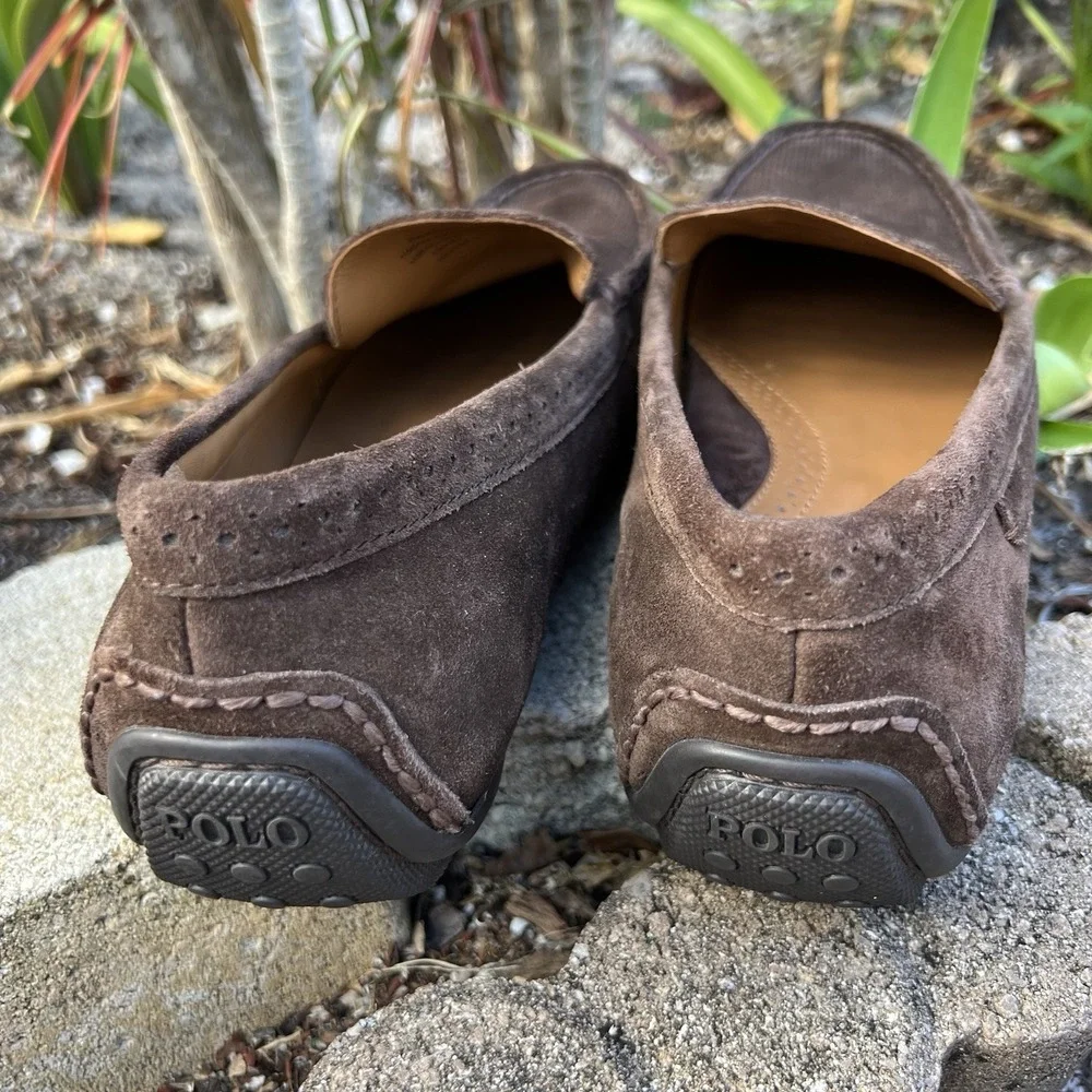 Polo Ralph Lauren Suede Leather Penny Loafers Brown Mens Size 9D